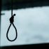 Silhouette of Hangman's noose knot. commit suicide concept.