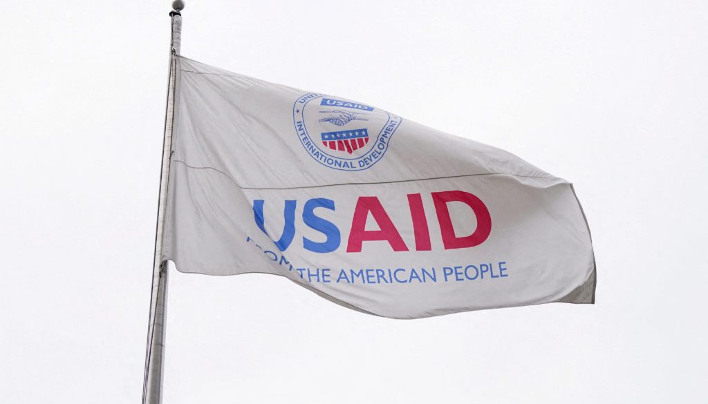 The USAID building sits closed to employees after a memo was issued advising agency personnel to work remotely, in Washington