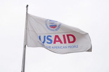 The USAID building sits closed to employees after a memo was issued advising agency personnel to work remotely, in Washington