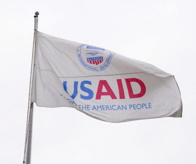 The USAID building sits closed to employees after a memo was issued advising agency personnel to work remotely, in Washington